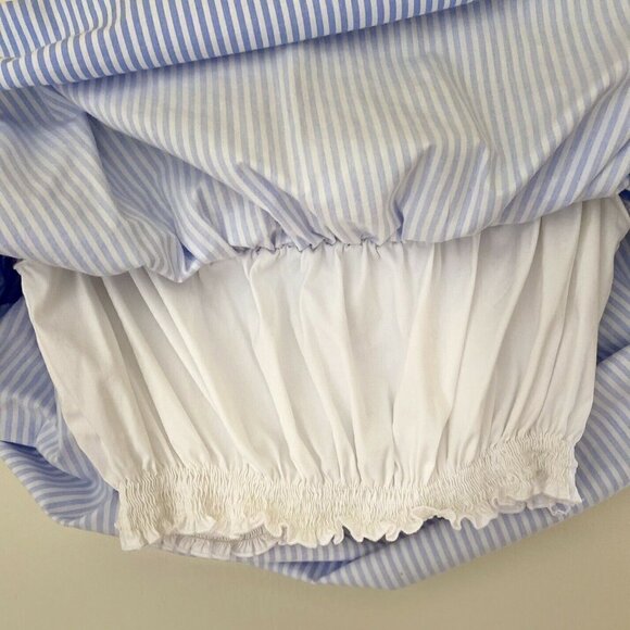 Zara Basic Light Blue/White Pinstripe Off Shoulder Crop Top Size Med - Picture 4 of 4